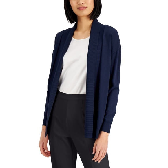 Alfani Navy Open Front Cardigan - Women's Size S - Shawl Sweater - Picture 1 of 1